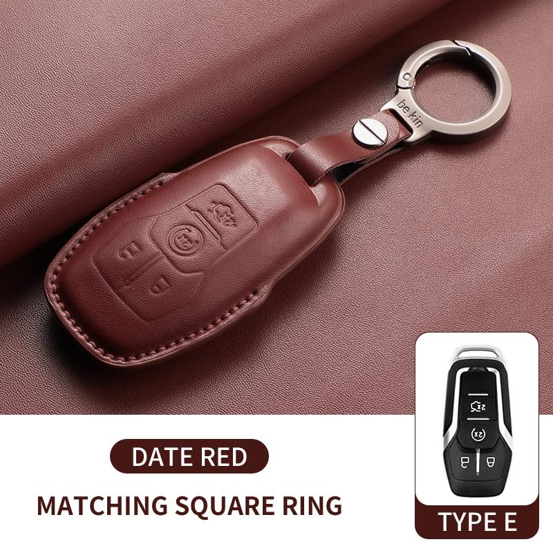 Leather Car Key Case Cover For Ford Focus Explorer Edge Mustang Fusion Mondeo Kuka Escape F250 F350 F450 F550 Galaxy Auto Parts