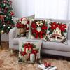 Christmas Cushion Cover Snowflake Santa Claus Cartoon Decorative Pillowcase Christmas Tree Pattern 45x45cm Size