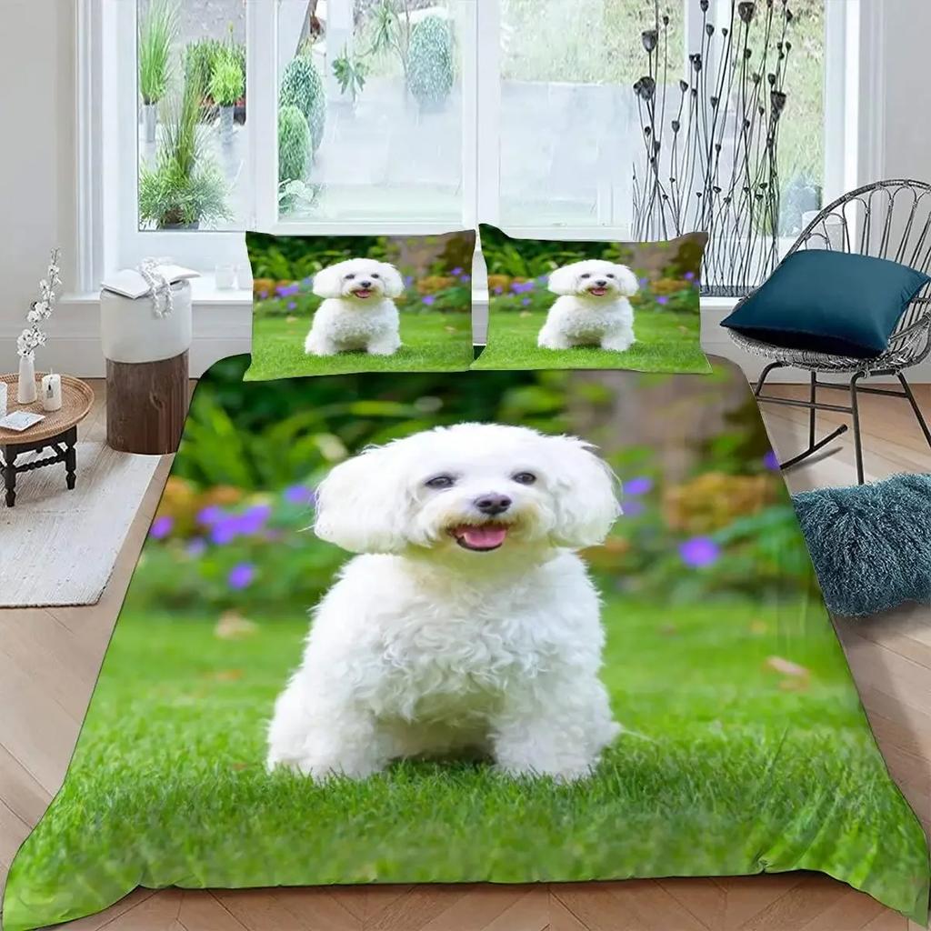Comforter Cute Dog Single Twin Queen For Girl Teen Boys Pet Dog Theme Bedding Set Polyester Kawaii Animal Comforter