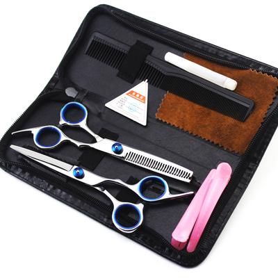 6,0 Zoll exzellenter Stil, Haarschere, Set aus Flachschere + Zackenschere + Tasche + Pflegeöl + Stückkamm) Haarschere für den Heimgebrauch