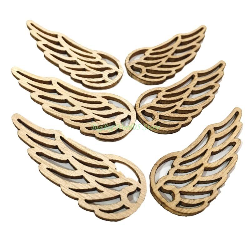 24TE 10PCS Wing Shaped Cutouts Unfinished Slices for Painting Home Decoration