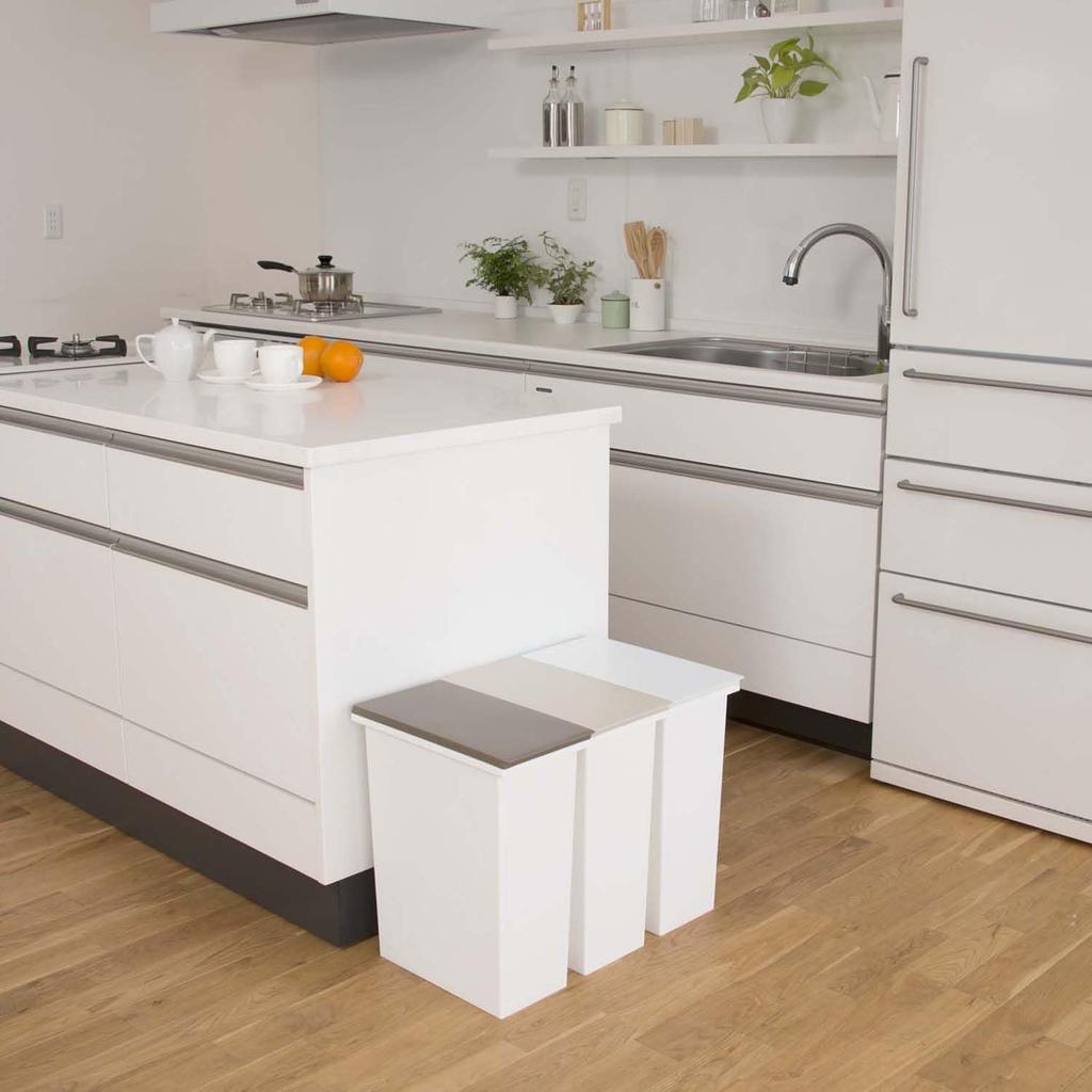 Shinki Gosei Dragonfly Neo Color Trash Can Separated by Color Slim Open Type 20 Liters Set of 3 Brown Beige White Gray Width X Depth X Height Cm With