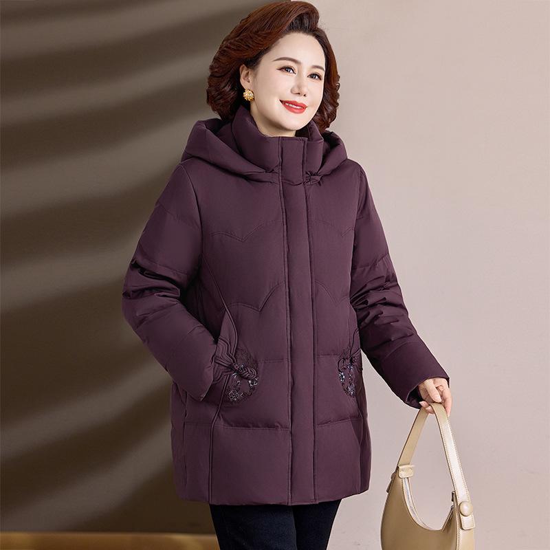 Mid-Aged & Elderly Women's Plus Size Winter Down Jacket - New Style, Thick & Warm Coat for 60s-70s Grandma or Wife.