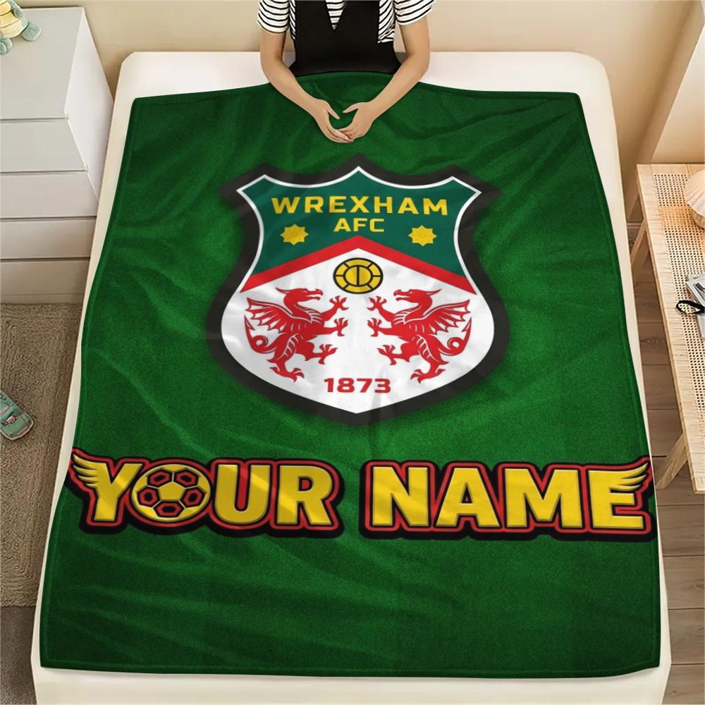 1 Stück Personalisierte Decke mit Wrexham AFC Muster aus Flanell Geeignet für Alle Jahreszeiten für Heimdekoration Wärme und Komfort Geschenke Feiertagsgeschenk