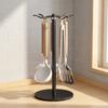 Carbon Steel Rotating Utensil Storage Rack 8 Hooks Spoon Hanging Rack  for Kitchen
