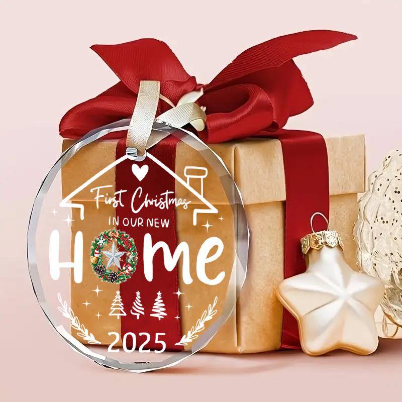 1pc/2pcs New Home Christmas Ornament 2025,House Warming Gifts New Home - Housewarming Gifts for First House, Glass Housewarming Gift Ideas for Couple