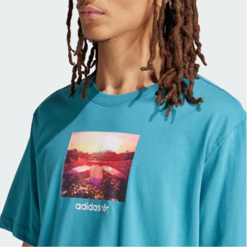 Adidas Originals Sunset Graphic Tee With Scenic Print Men Tops Arctic-Blue JF2856