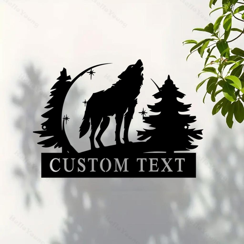 Custom Personalized Howling Wolf Metal Wall Art Home Decor