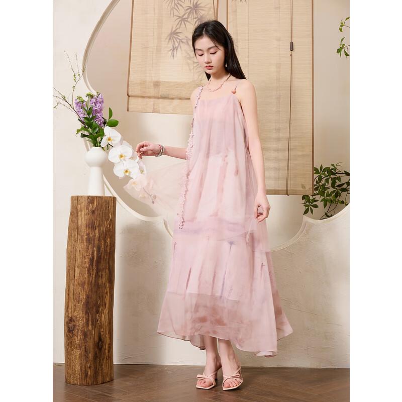 

Sancai 2025 New Chinese Style Flowy Mesh Chiffon Dress XL 170/92A