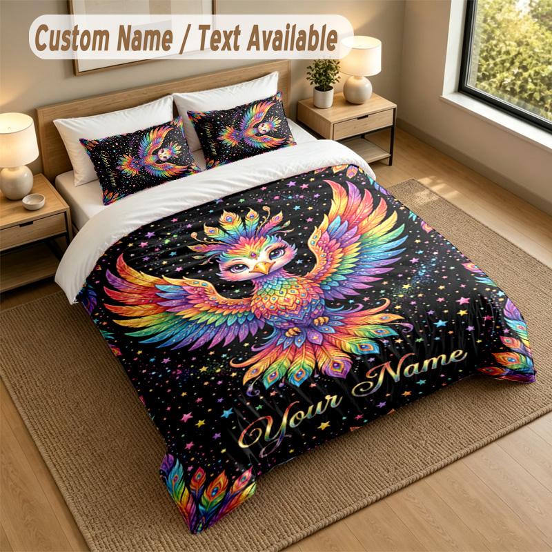 Dragon Phoenix Theme Personalized 3Pcs Bedding Set Custom Text & Name 1 Sheet 2 Pillowcases Household Bedding 1pc