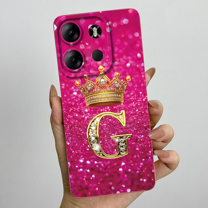 For Tecno Pop 7 Pro Pop7 BF6 BF7 Phone Case Crown Letter Back Cover Soft Liquid Silicone Fundas For Tecno Spark GO 2023 Bumper