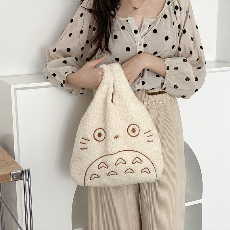 Fashionable Soft and Cute Plush Tote Bag, Ins Leisure Walking Bag, Large Capacity Bag