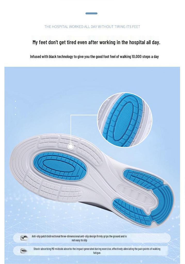 Women's Breathable Genuine Leather Nurse Shoes - Soft Sole, Wedge Heel, Non-slip, Air Cushion, Comfortable White Work Shoes