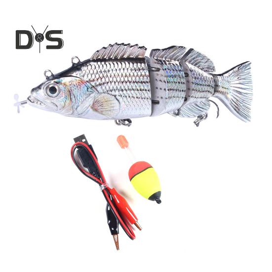 14CM/53G Elektrischer Angelköder mit mehreren Gelenken und Schwimmer, USB-aufladbar, LED-Leucht-Swimbait, Roboter-Kunstköder, Angelzubehör