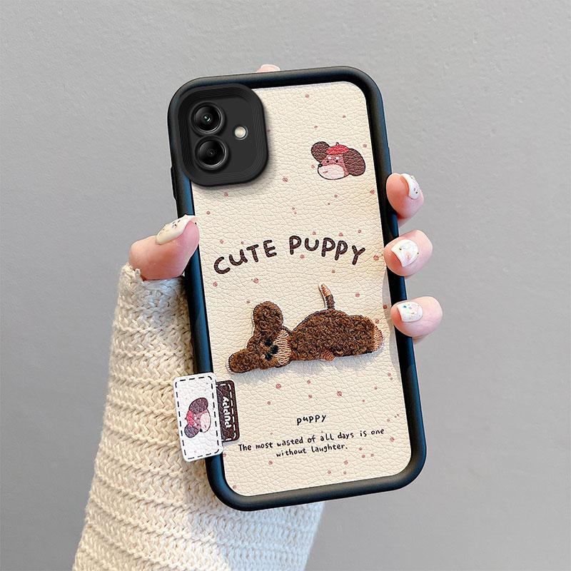 KEYSION Cartoon Cute Plush Embroidery Case for Samsung A06 4G A05 A04 with Lanyard Shockproof Phone Cover for Galaxy A06 A05 A04 4G