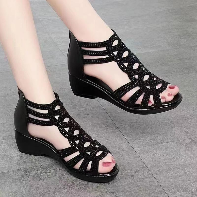 Soft Leather Roman Sandals Women Summer Soft Sole Outwear Women's Wedge Shoes Casual Designer Shoe Ladies