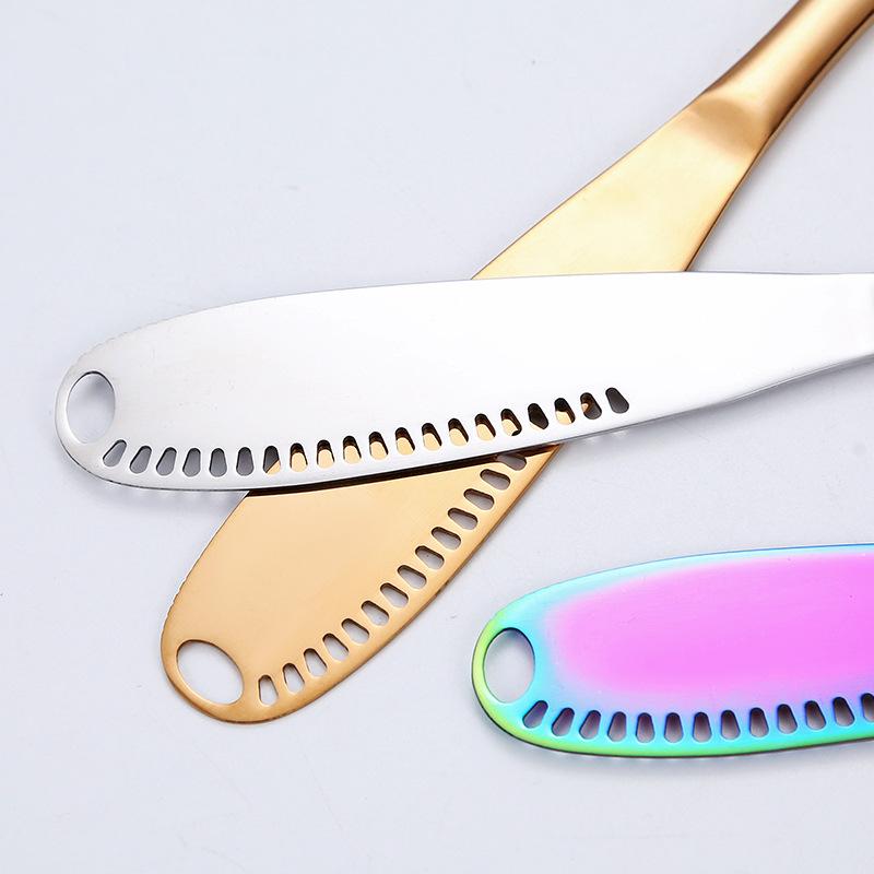 Butter Knife Holes Cheese Dessert Knife Stainless Steel Jam Knife Cutlery Toast Wipe Cream Bread Cheese Cutter Kitchen Tools