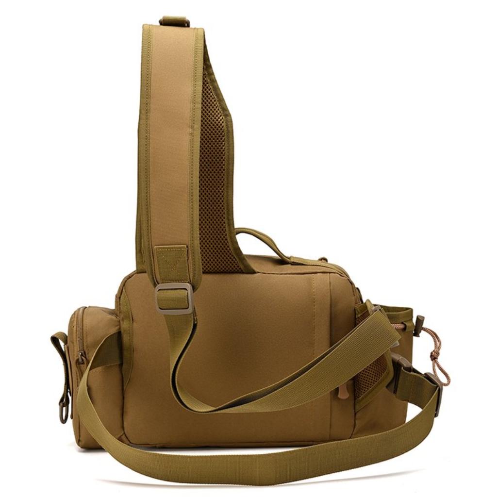 Crossbody Bag Unisex Nylon Multi Pocket Adjustable Strap Outdoor Fishing Travel