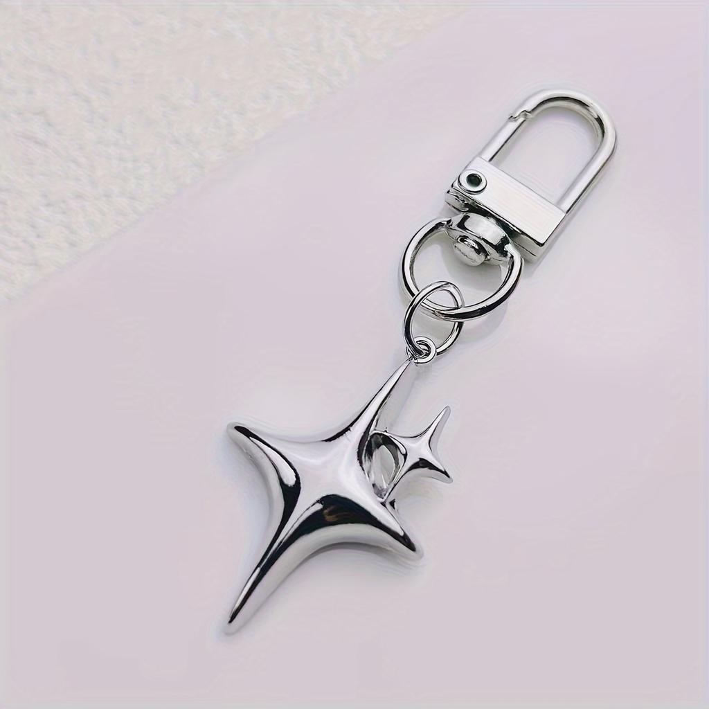 1pc Alloy Star and Moon Keychain Fashionable Ladies Key Ring for Bags, Backpacks, Cars Daily Use - Decorative Star Shape, Ring Buckle