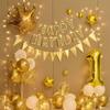 First Birthday Party Balloon Decoration Set with Light Strip for Boys and Girls