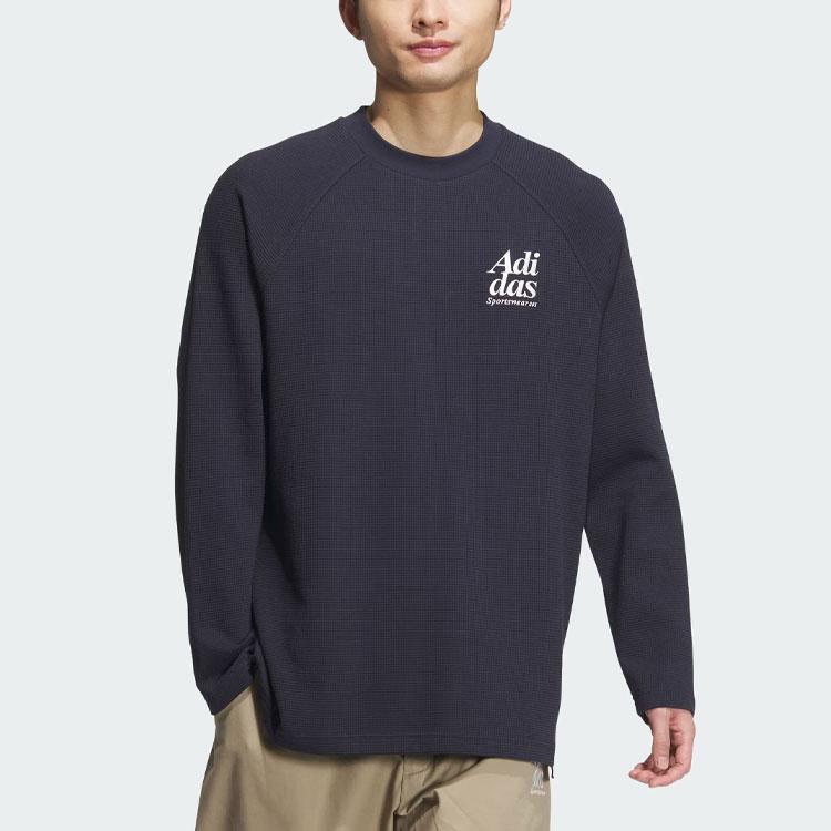 Adidas Letter Embroidery Sports Casual Long Sleeve Heavyweight Printed T-Shirt Men T-Shirts Legendary-Ink-Blue JE6097