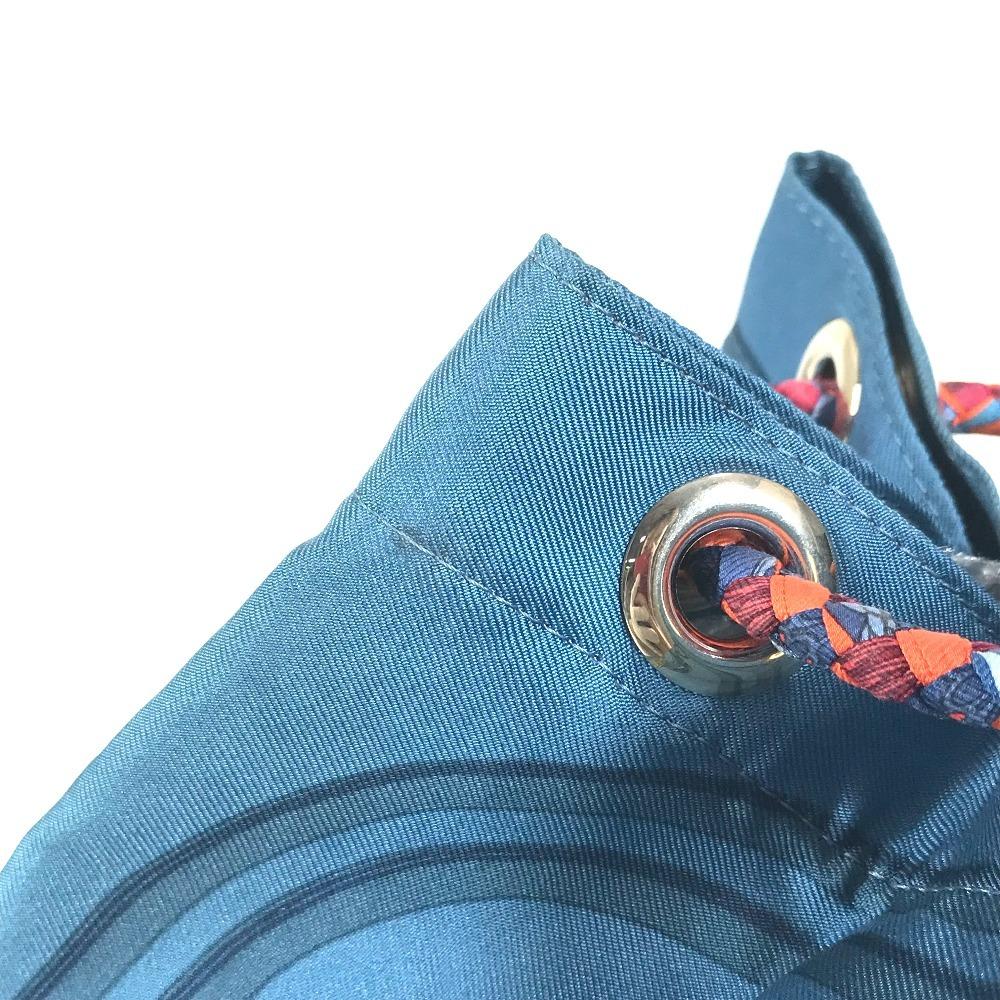HERMES Drawstring bag Soy Coeur bag Shoulder Bag silk / Leather Orange/blue