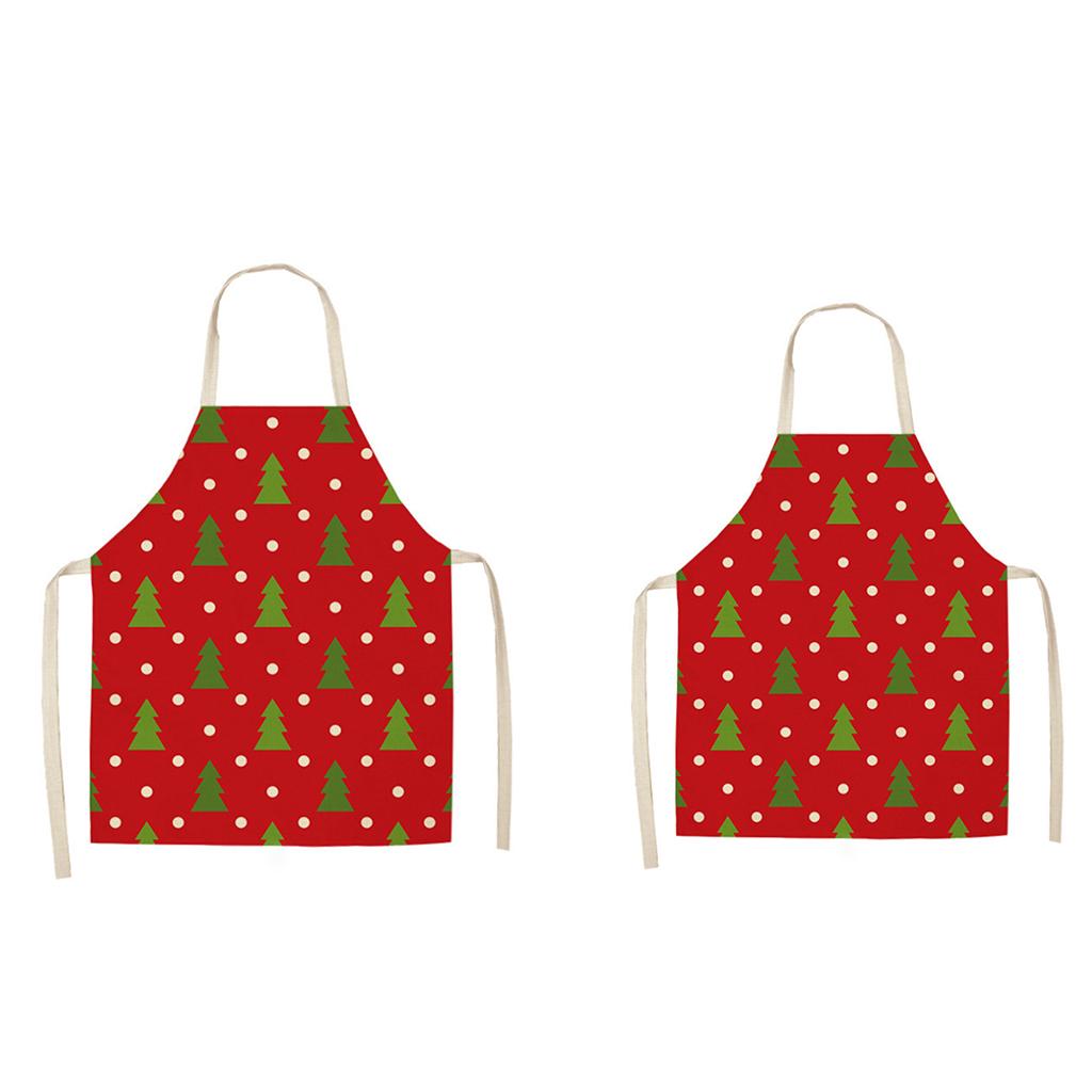 Christmas Decor Sleeveless Xmas Apron Parent Child Apron Set Gift for Women Men