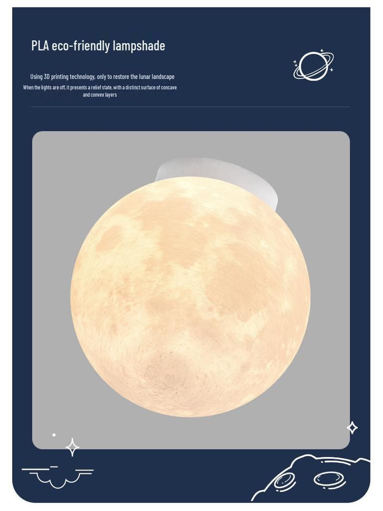 Modern Minimalist Large Creative Moon Ceiling Light for Children's Room & Bedroom