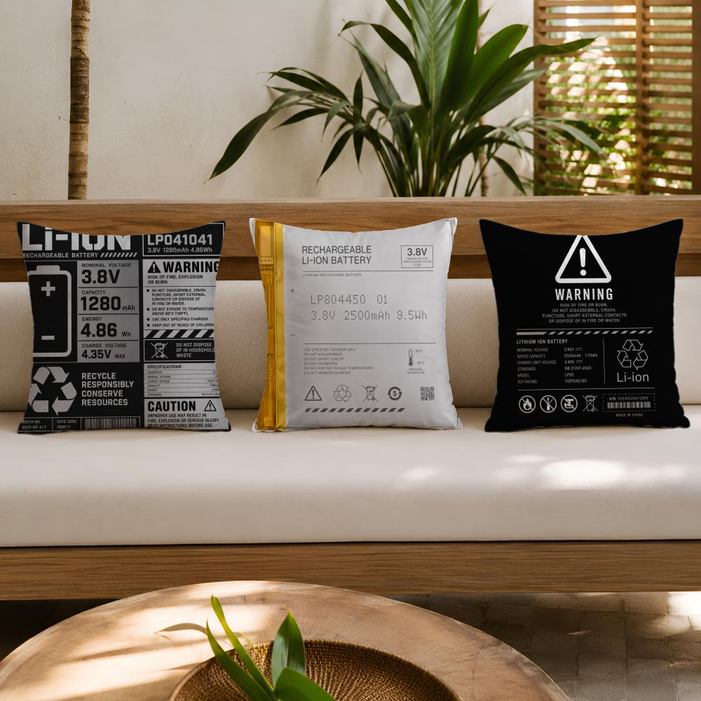 Swollen Battery funny Pattern Cushion Cover Short Plush Cushion Covers Machine Washable Wrinkle-Resistant Soft Durable