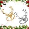 Holiday Dinner Table Settings Christmas Deer Napkin Ring, Metal Elk Head Holder, Reusable Thanksgiving Decor Ring for Dining Winter Party Antler Rings