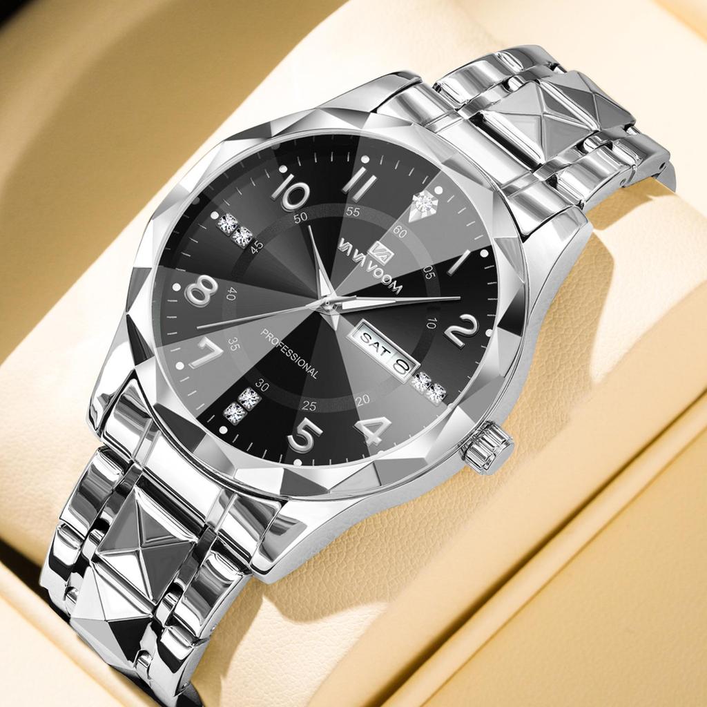 Wow Order Change Logo Men's Diamond-Cut Design Wristwatch