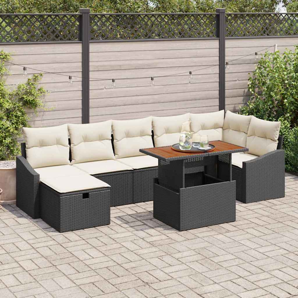 Garden Sofa Set 8 pcs Black Poly Rattan