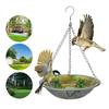 Hanging Metal Bird Feeder Weather-proof Outdoor Garden Patio Yard Hanging Bird Bath Watering Bowl Feeding Device with Detachable Chain