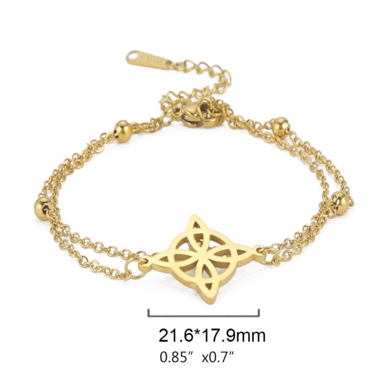 Geometric Witch Celtics Knot Charm Bracelet Women Female Stainless Steel Witchcraft Chain Love Bangles Jewelry