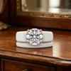 Round Cut Cubic CZ Ring with 2 Layers of White Silicone Ring, Modern Thick Rose Gold Plated Declaration Ring, Daily Jewelry