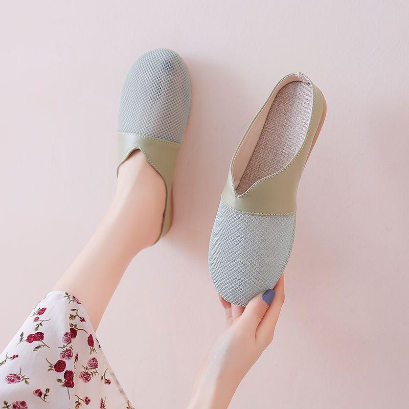 Flat Toe Half Slippers Women's Summer New Breathable Women's Shoes Fashionable Outdoor Cool Slippers