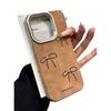 Retro Leather Brown Bow Suitable for Apple 16promax Mobile Phone Case IPhone 14 Anti Fall 13 11 12
