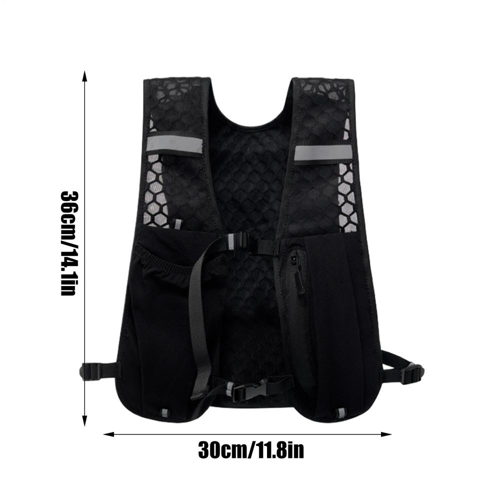 Running Vest Cycling Reflective Hydration Chest Bag Breathable Workout Vest with 500ml Water Bottle Storage Pocket for Cycling