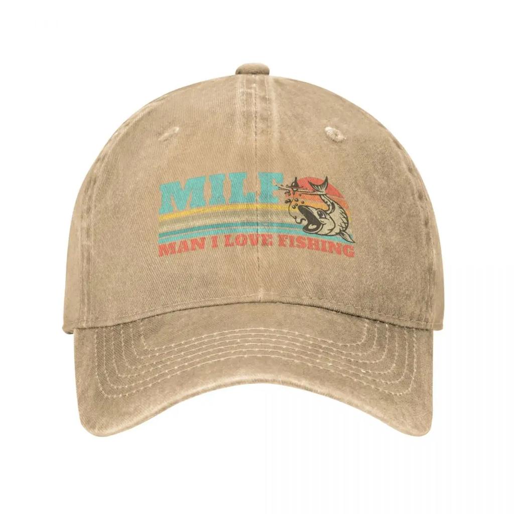 MILF Man I Love Fishing Funny Fishing Gift Baseball Caps Merch Classic Distressed Denim Washed Retro Cap