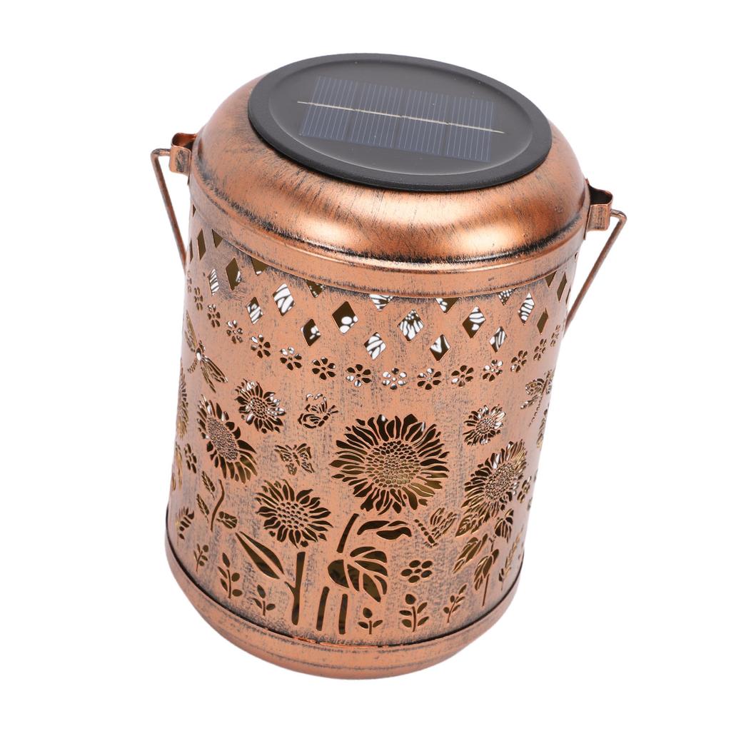 Solar Lantern Retro IP65 Water Proof LED Metal Hanging Solar Light for Outdoor Garden Decor Sunflower