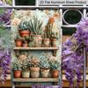 2D Flat, Vintage Succulent Shelf Aluminum Sign - Retro Cactus Wall Decor Plant Shop, Greenhouse, Boho Home, Living Room, Office, Garden Decor