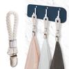 4pcs Braided Rope Stainless Steel Clips Multipurpose Bathroom Kitchen Storage Clips for Towels, Clothes, Socks Durable Non-Slip Home Organization