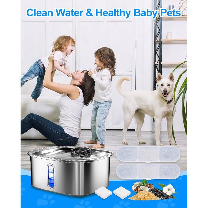 8+8 Pack Dog Water Fountain Replacement Filters Compatible with MAILOFY Dogs Water Bowl Dispenser WF530 9L/2.4GaL, Large Dog Fountain Bowl Filter for