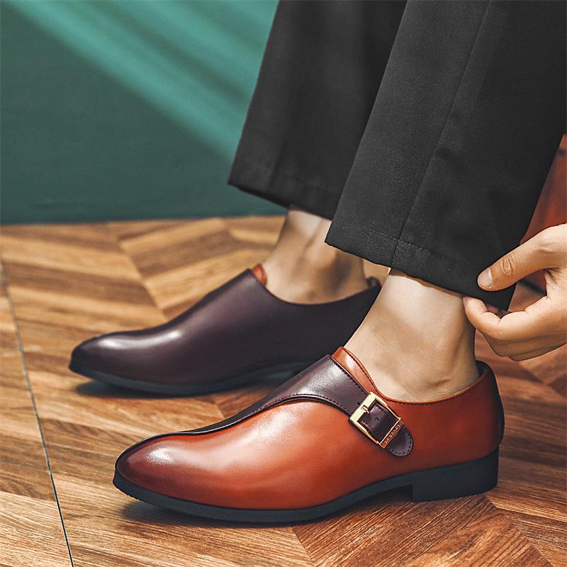 Fashion Men's leather shoes Fashionable gentleman patchwork style Men's shoes for trendy parties outdoor leisure and business activities