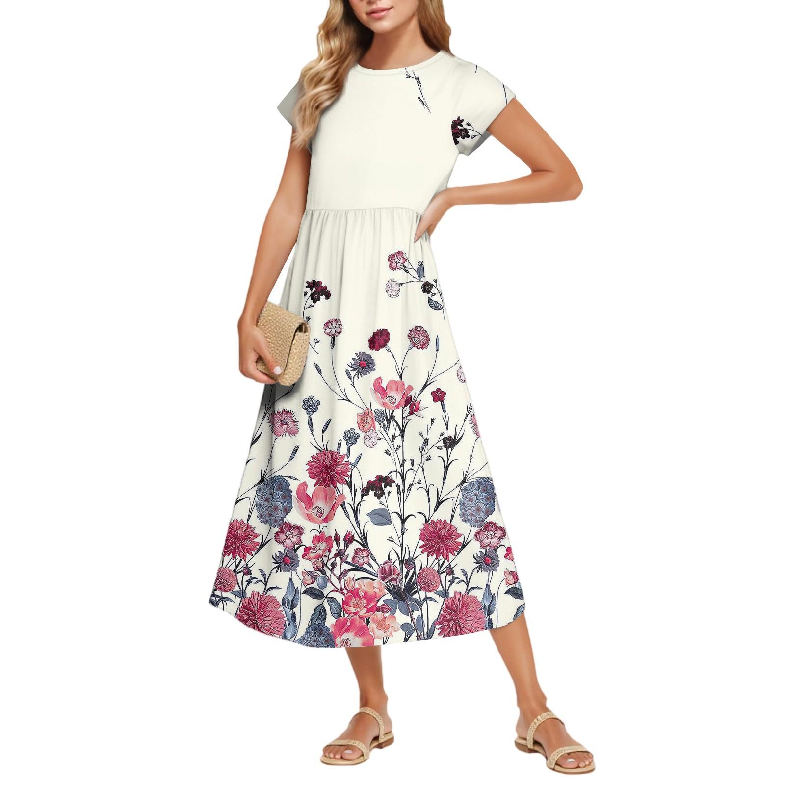 

Женские Модные Темпераментные Элегантные Платья с Цветочным Принтом и Завышенной Талией в Повседневном Стиле S