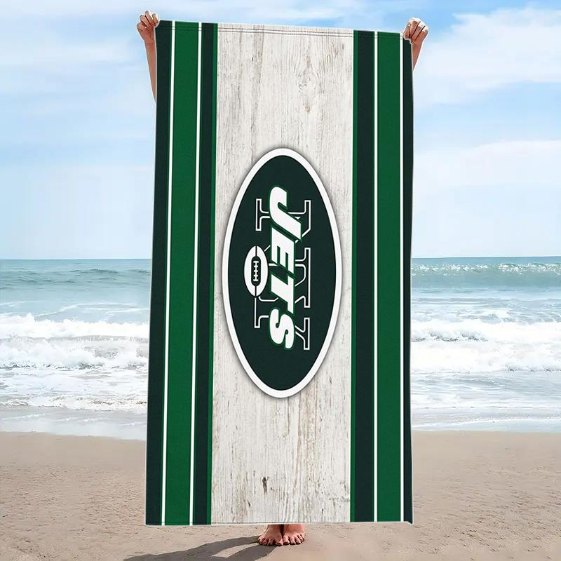 New York Jets Print Beach Towel, Large Soft Quick Dry Towel for Beach Camping Swimming