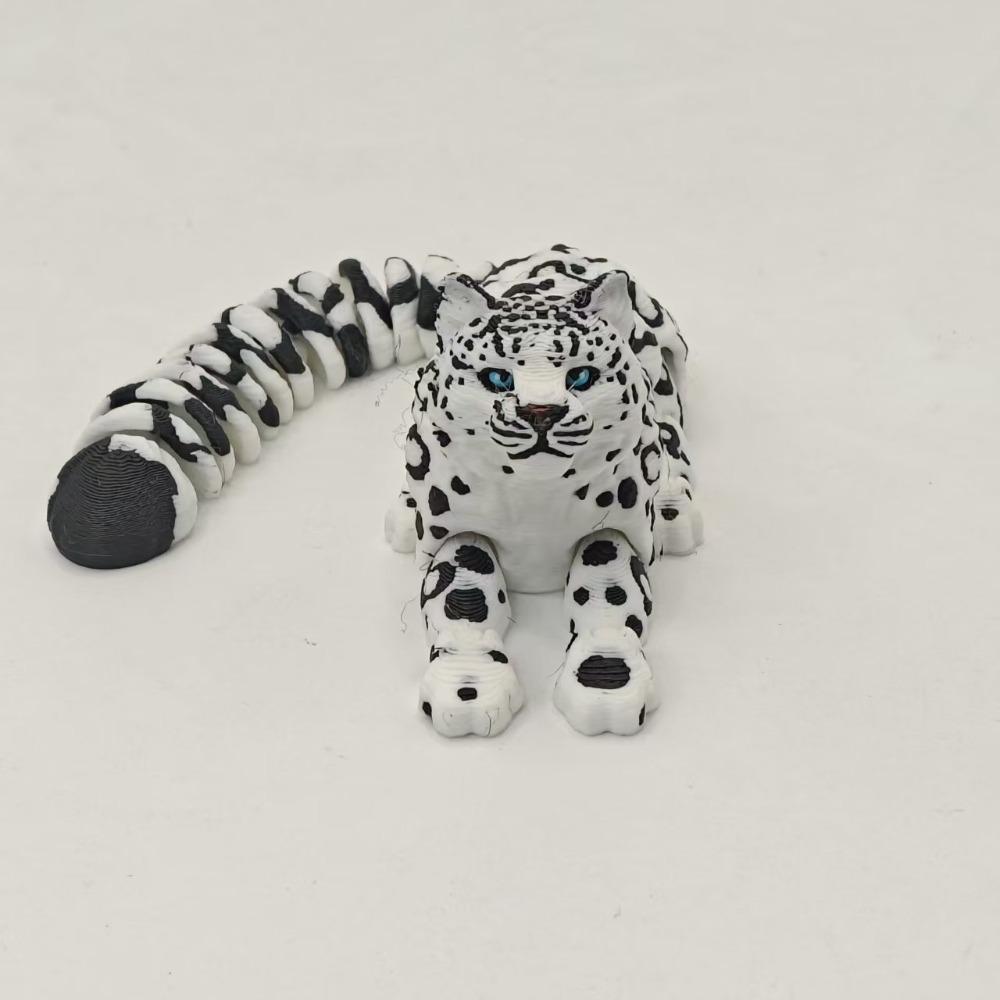 

3D Printed Animals Figurine Articulated Simulation Figurine Cute Snow Leopard Model Home Decor 16cm Snow Leopard