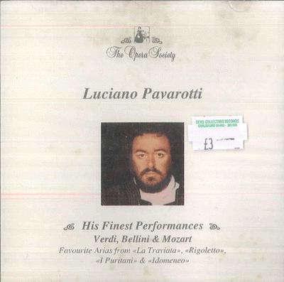 CD LUCIANO PAVAROTTI  His Finest Performances  Verdi Be OSCD201 OPERA SOCIETY 1990 Italy Classical Used
