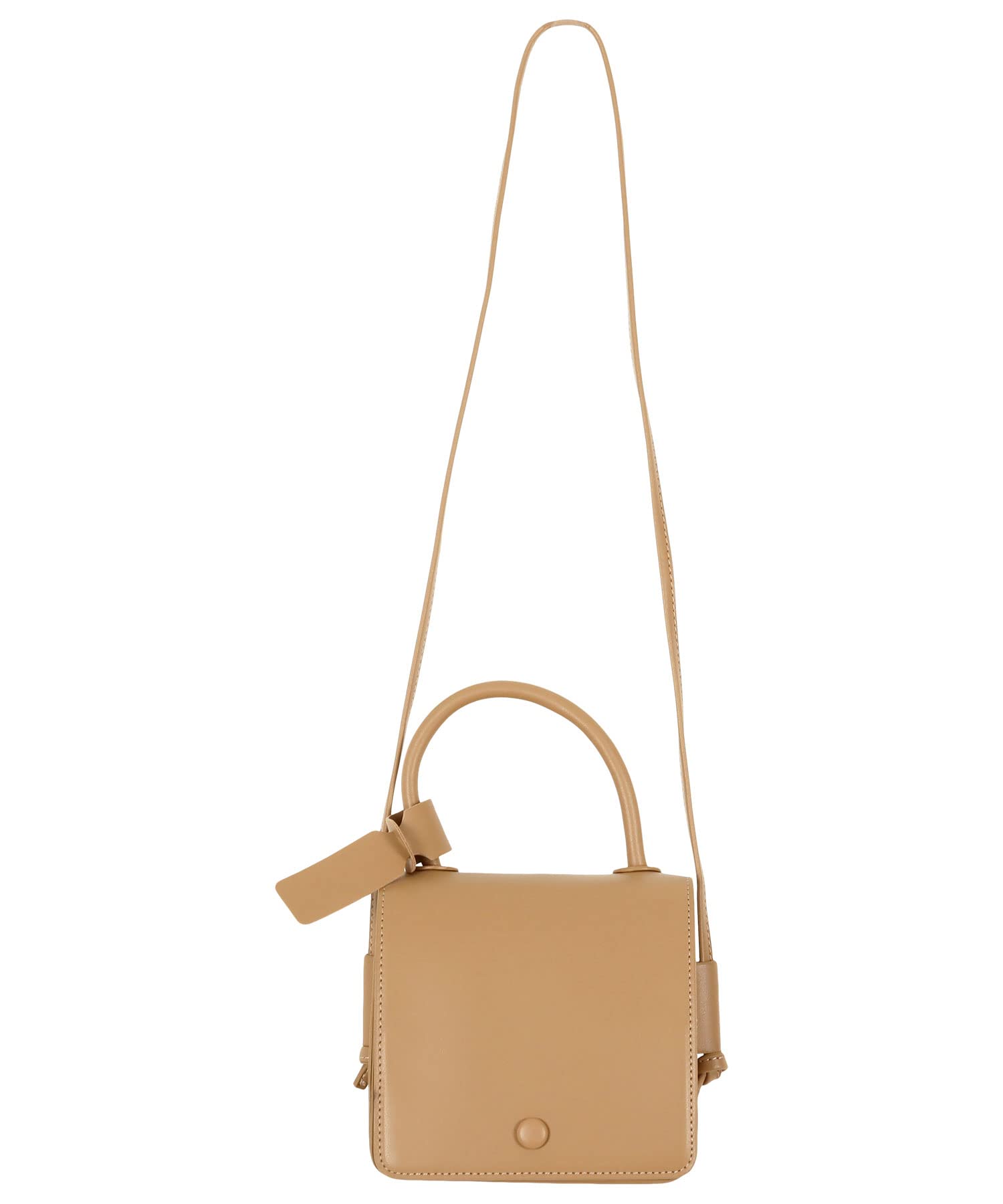 

Kobe Lettuce 2-Way Square Flap Handbag with Shoulder Strap [B1477] Free Size Beige