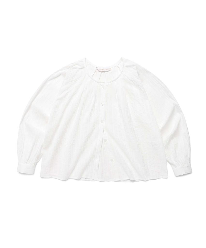 PLUNASTUDIO New Heart Pleated Blouse White